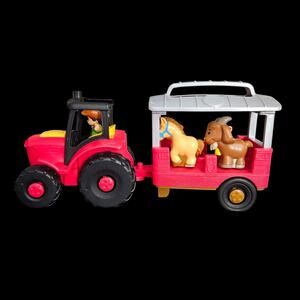 Fisher Price Little People Farm Tractor Trailer 9 Figures Animals Lot